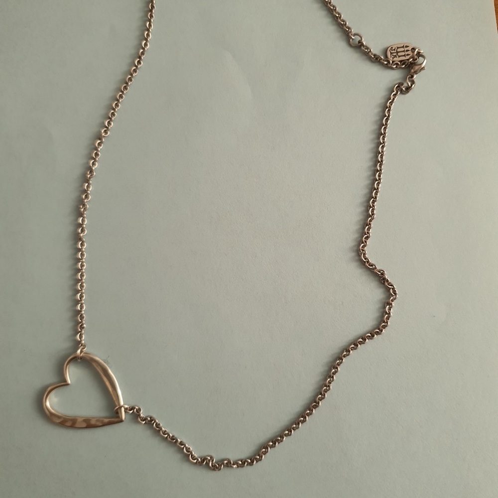 Retired James Avery Hammered Heart Necklace - Silver